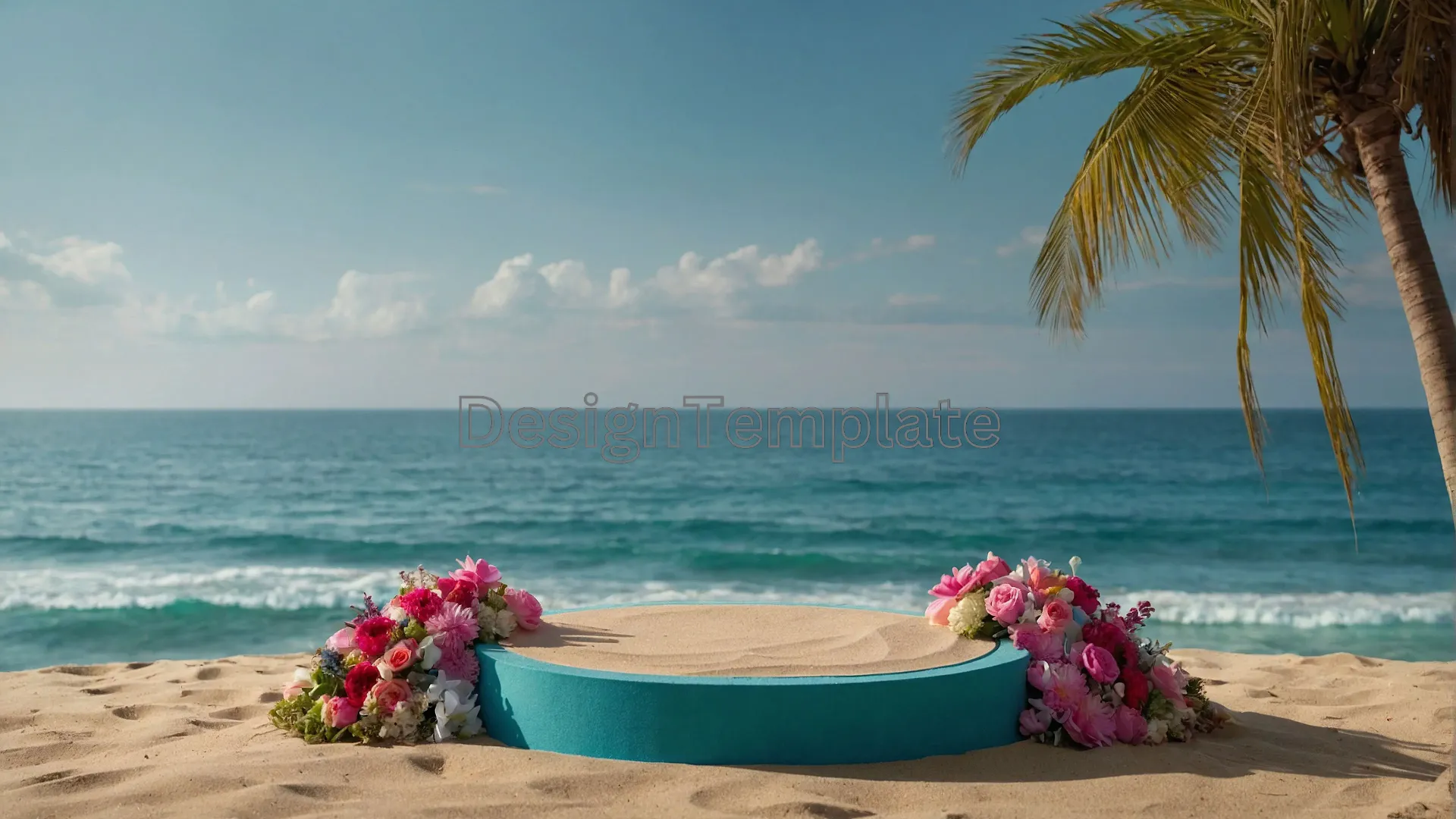 Stunning Background Photo of a 3D Circle Podium in Fresh Summer Sale Colors